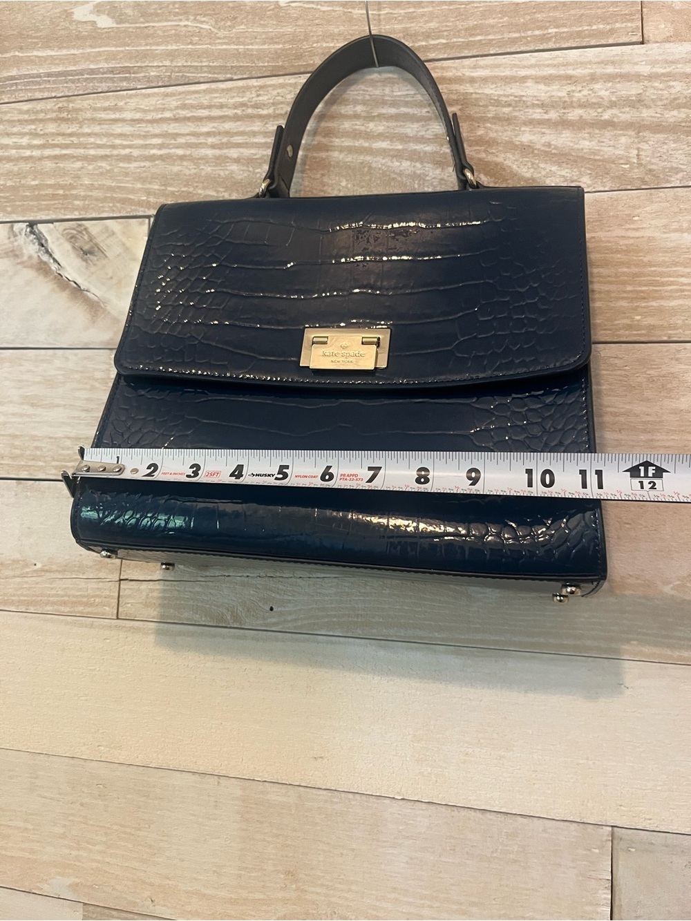 Kate Spade Knightsbridge Doris satchel navy blue patent croc embossed leather - Picture 4 of 14